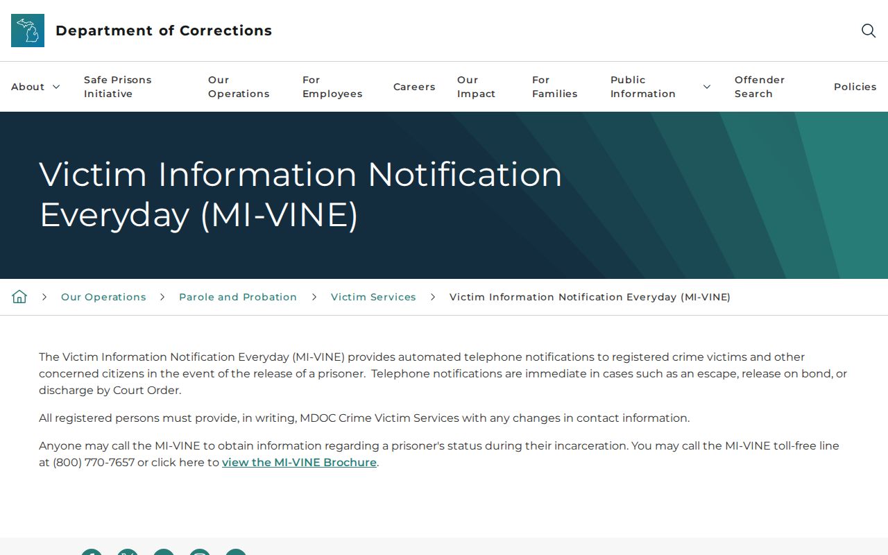 Michigan custody notification service separate from booking-photo rosters